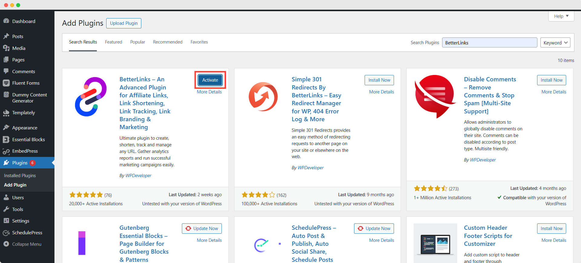 Activate BetterLinks