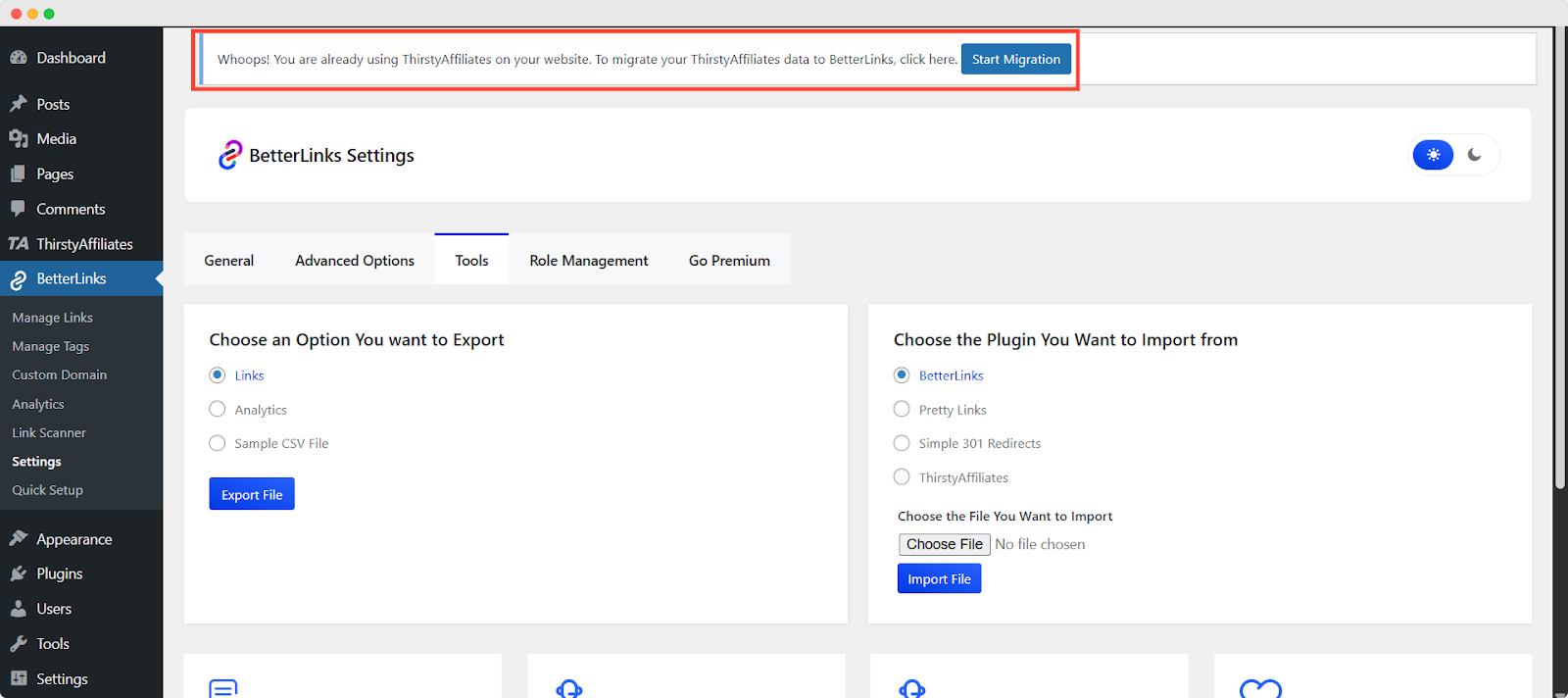 import ThirstyAffiliates Data