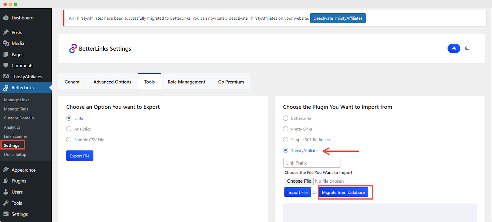 import thirstyaffiliates data