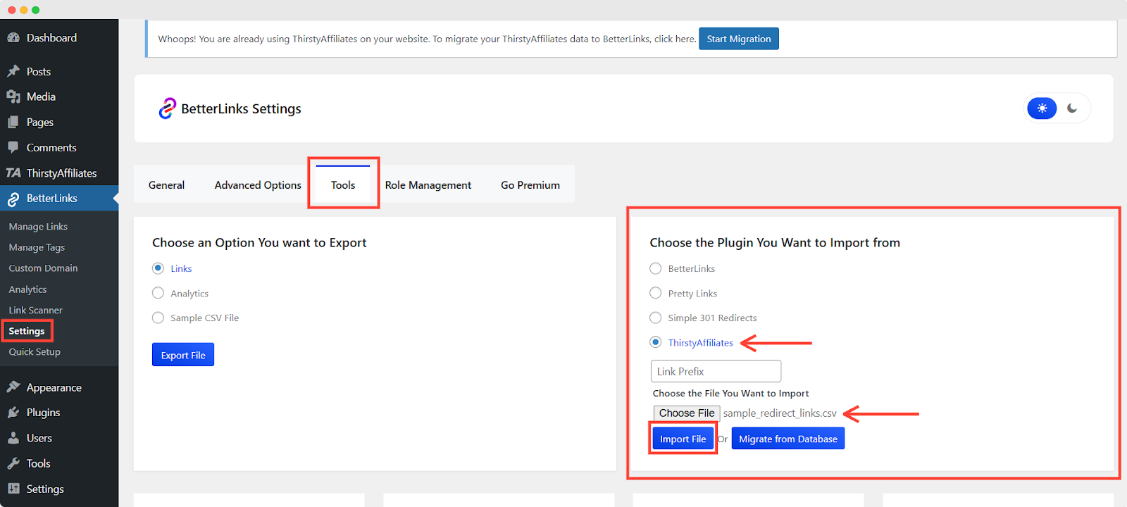 import thirstyaffiliates links