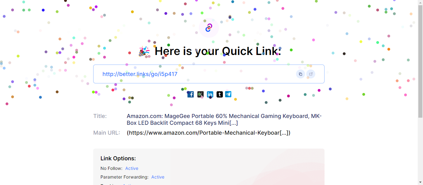 check the detailed information of a quick link