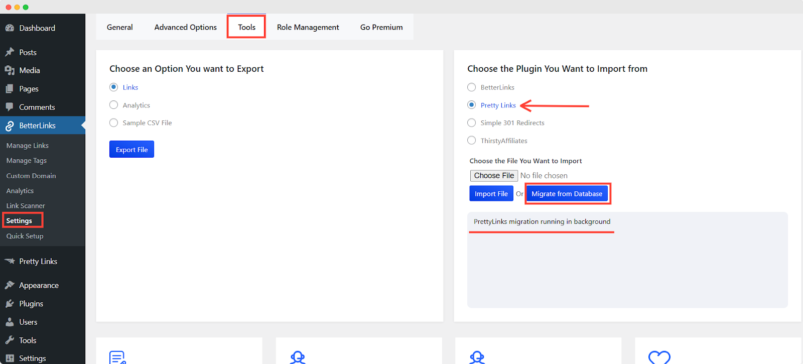 Import Pretty Links' Links To BetterLinks