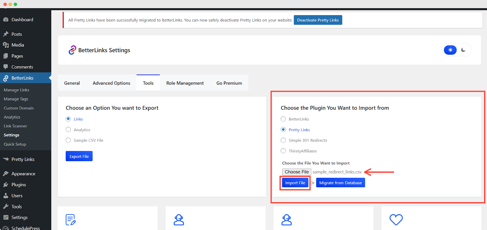 Import Pretty Links' Links To BetterLinks