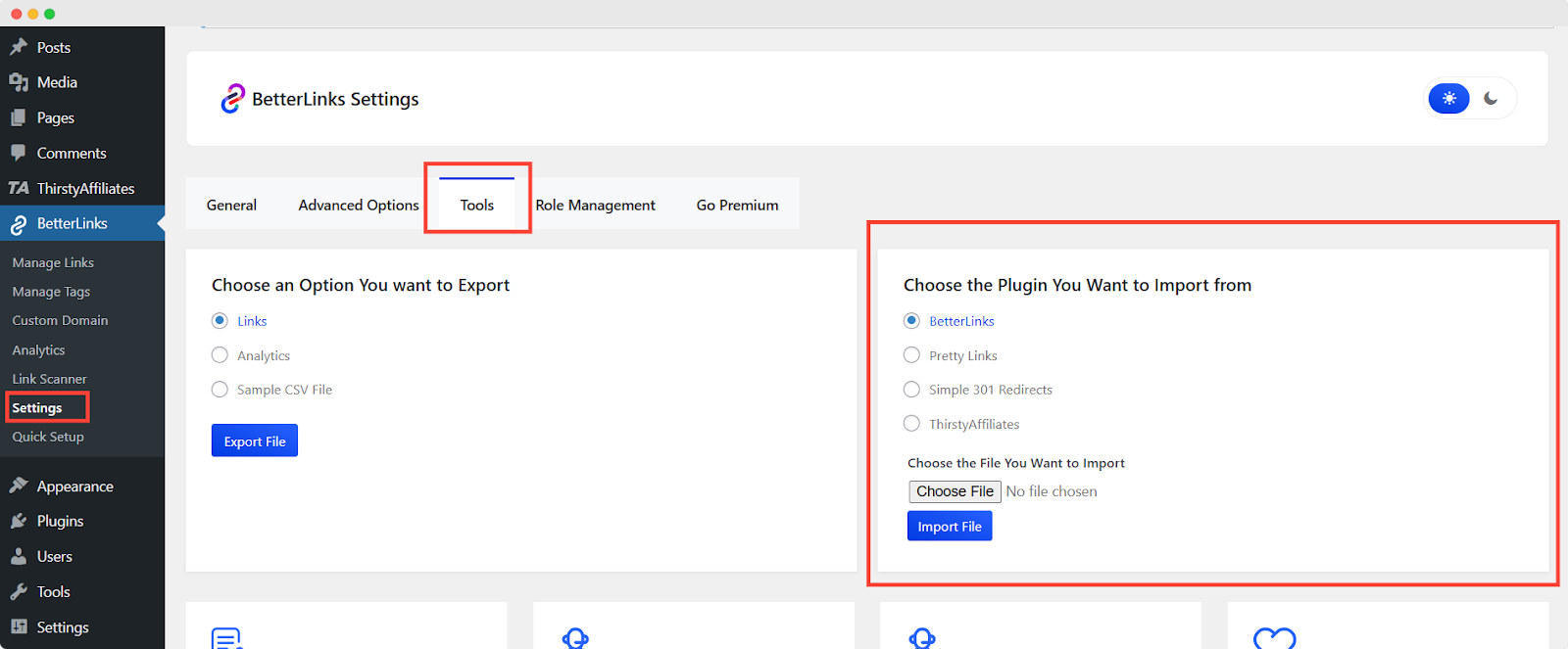 Import Simple 301 Redirects Links To BetterLinks