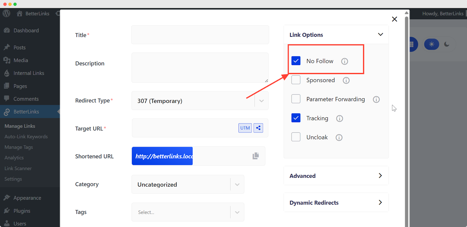 add nofollow to your affiliate links using BetterLinks