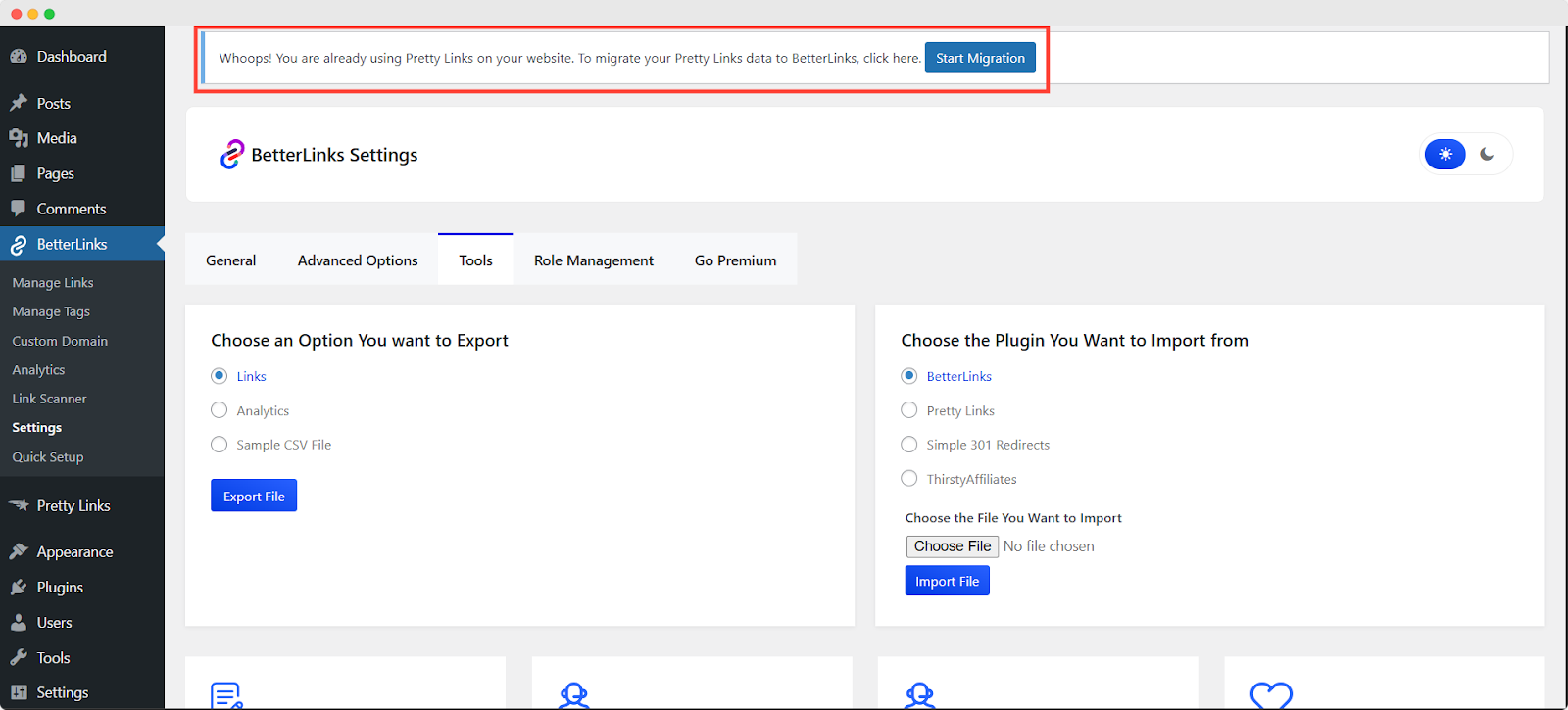 Import Pretty Links' Links To BetterLinks