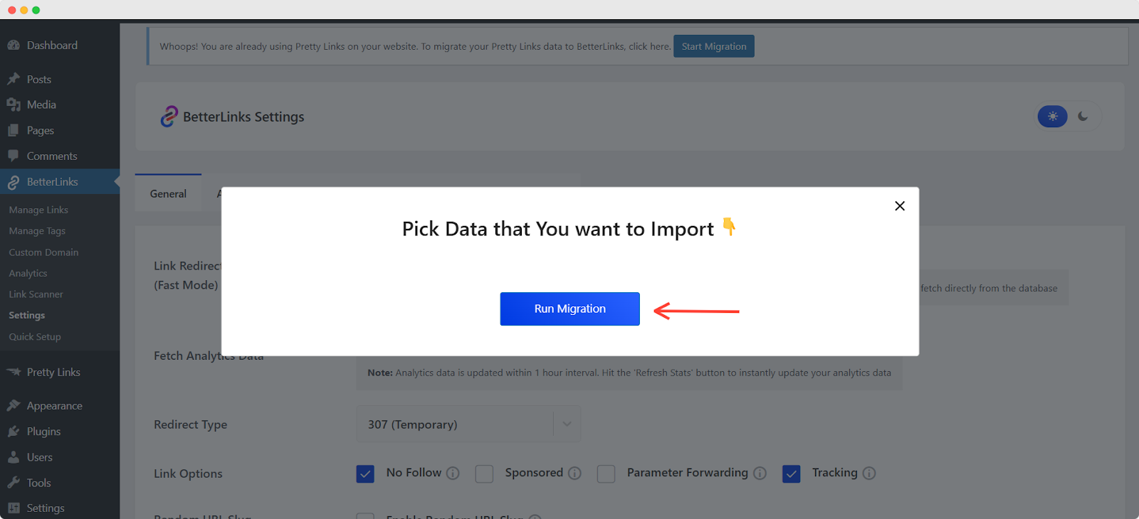 Import Pretty Links' Links To BetterLinks