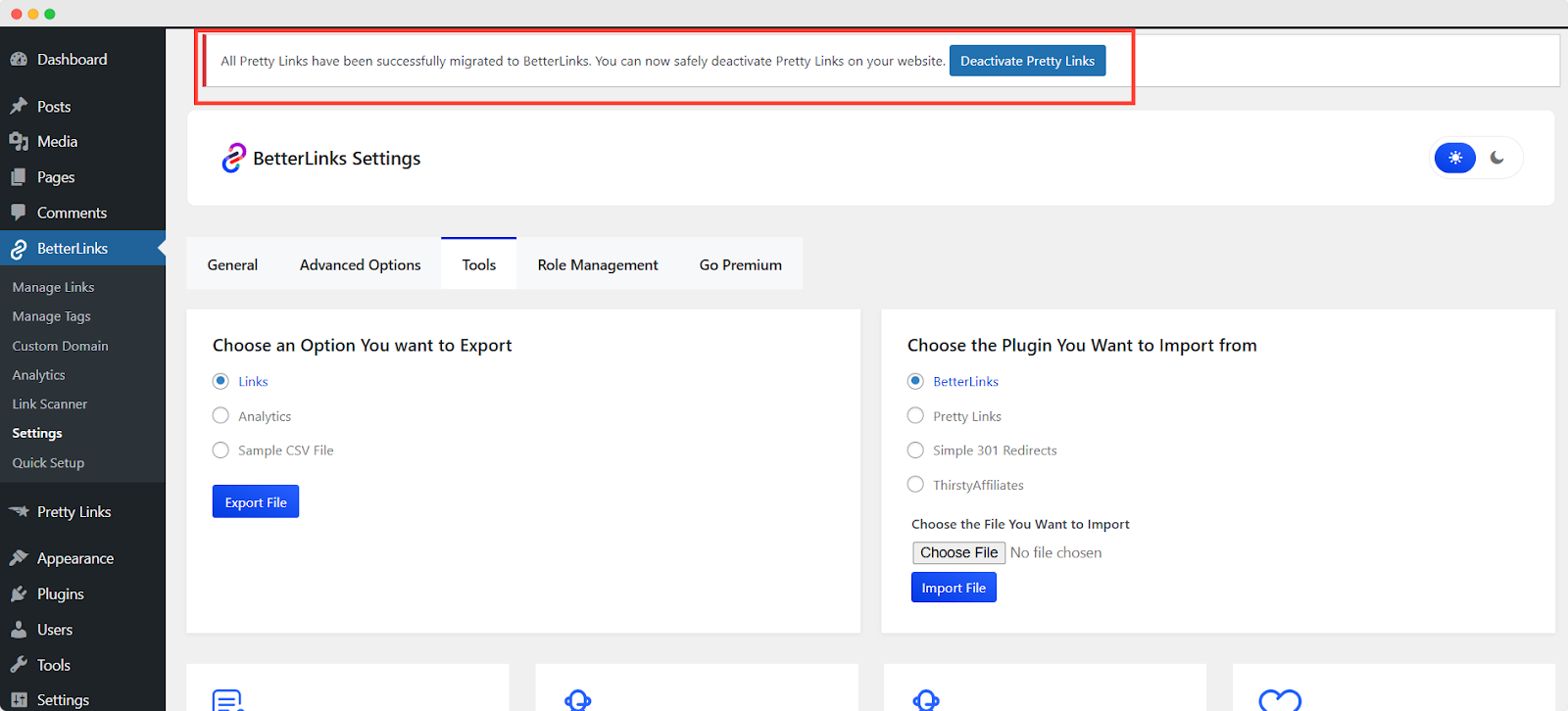 Import Pretty Links' Links To BetterLinks