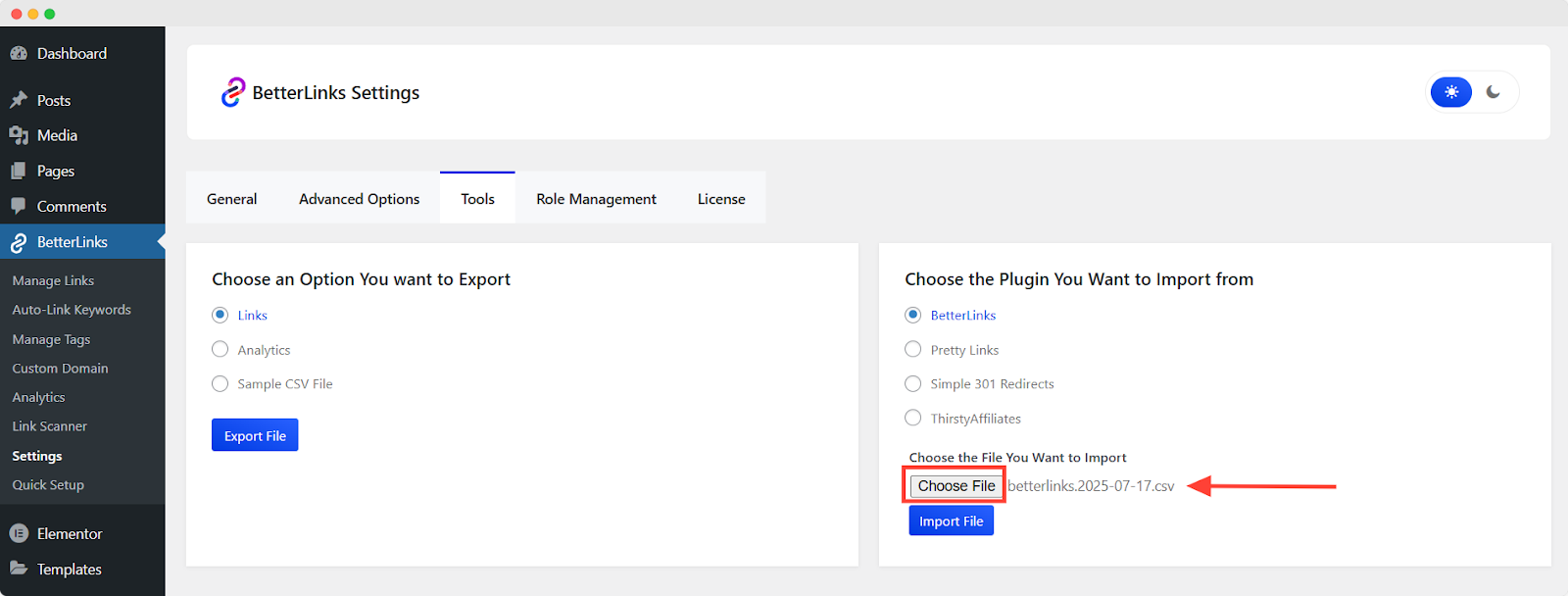 Import the Customized CSV