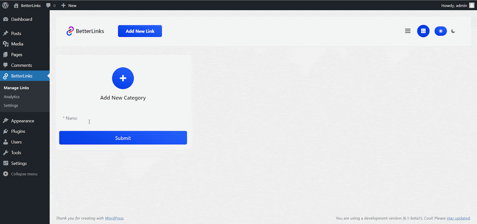 How to Create New Links with BetterLinks? 10 Click the plus icon to add a new category