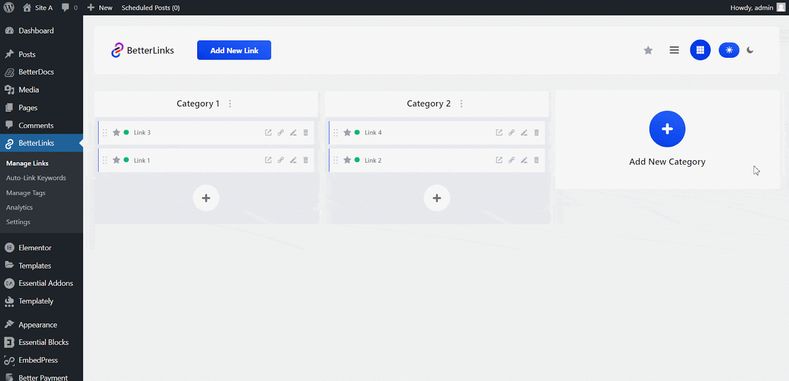 search your links by categories
