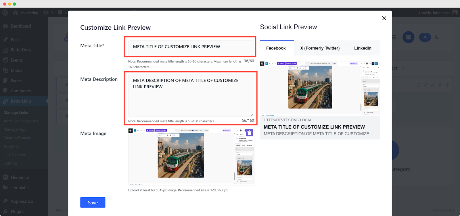 Configure Customize Link Preview Option