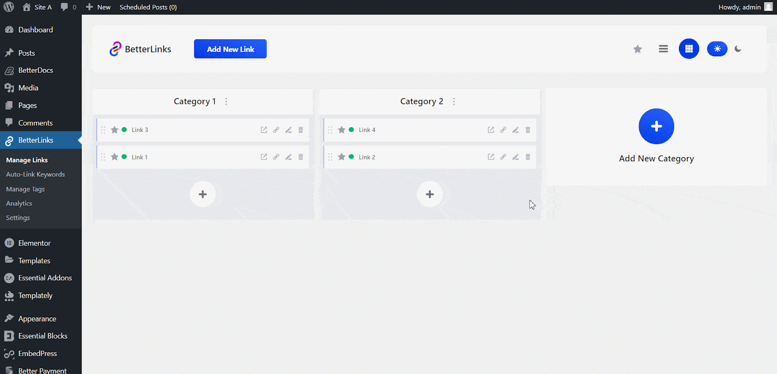 To add or remove categories 