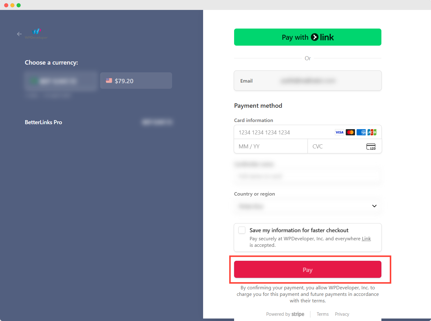 BetterLinks-Card Information