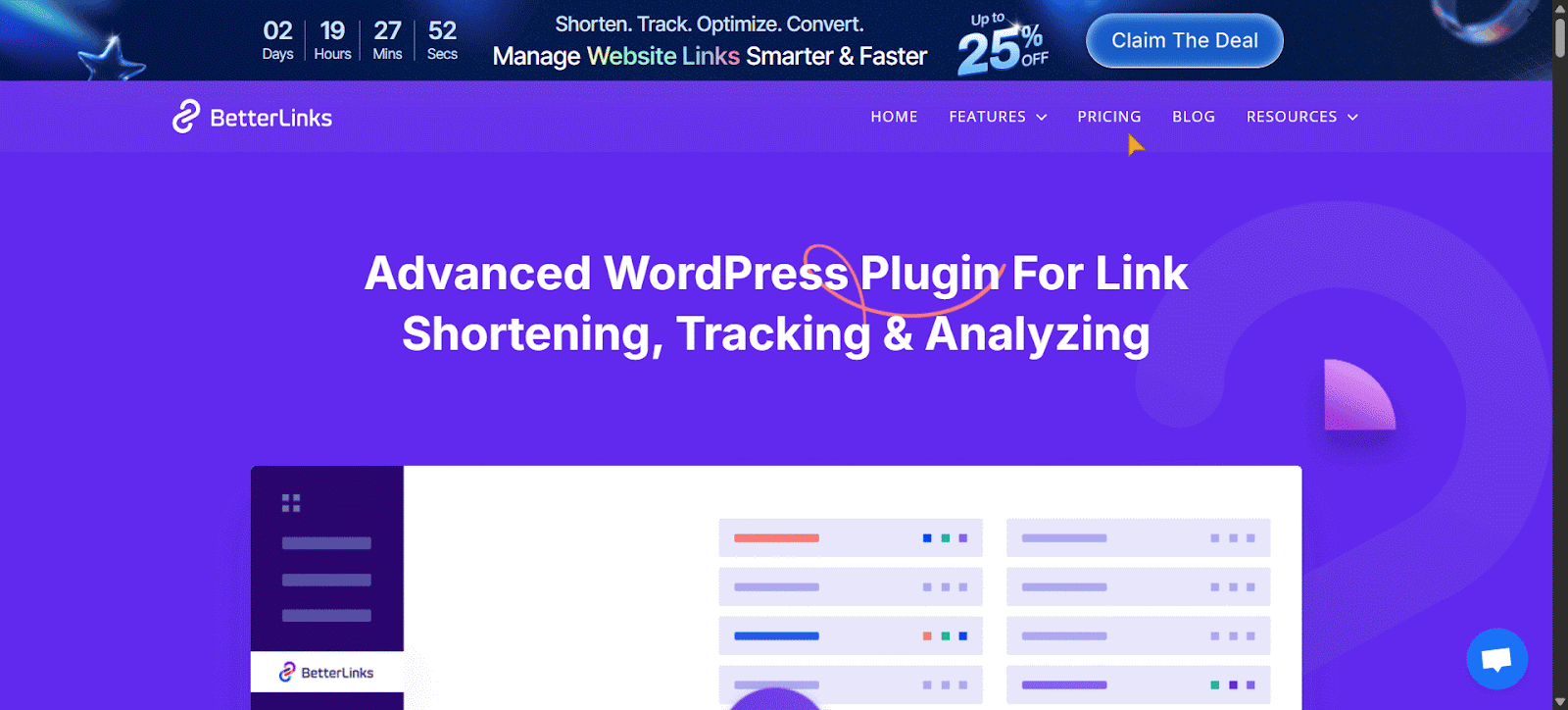 Navigate to BetterLinks Pricing Section
