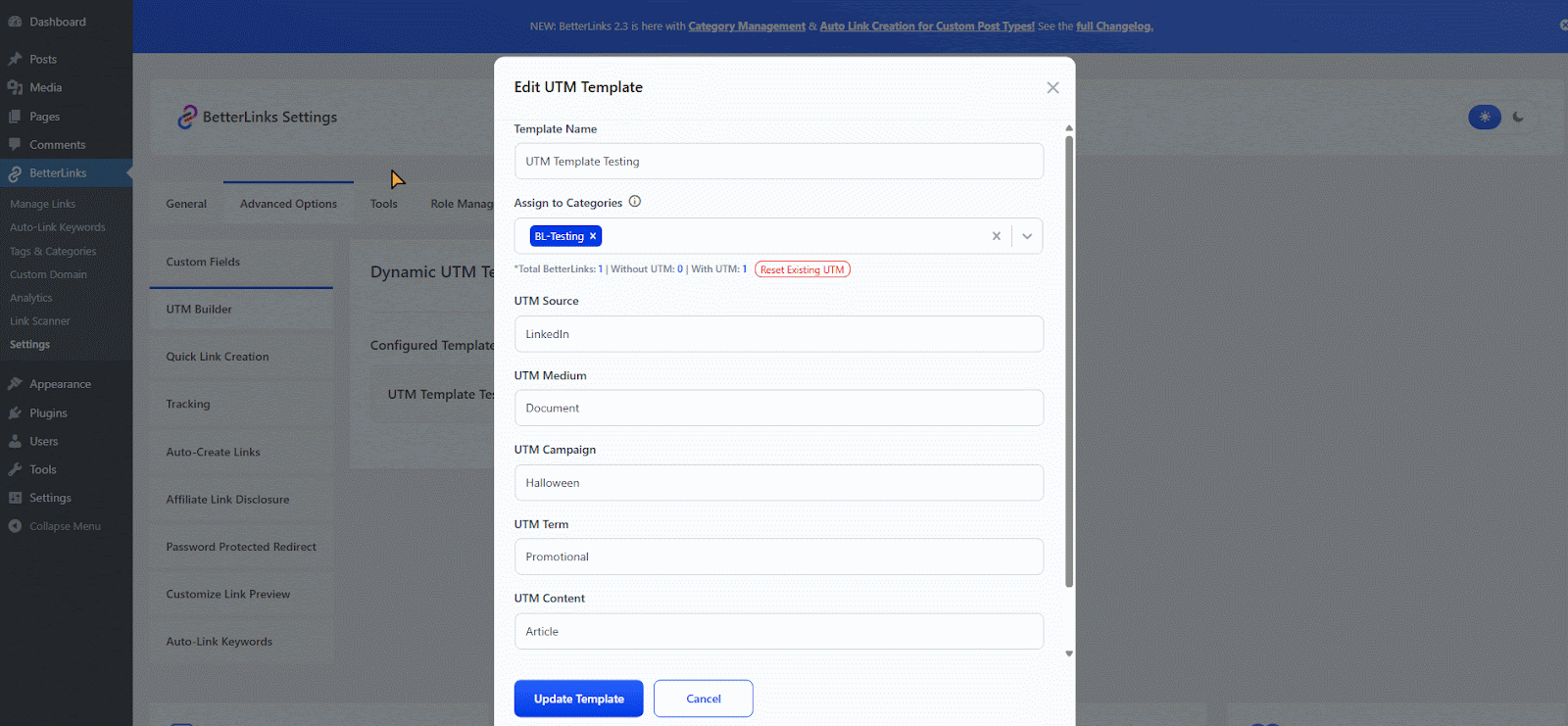 update your template by clicking the same ‘Edit’ icon.