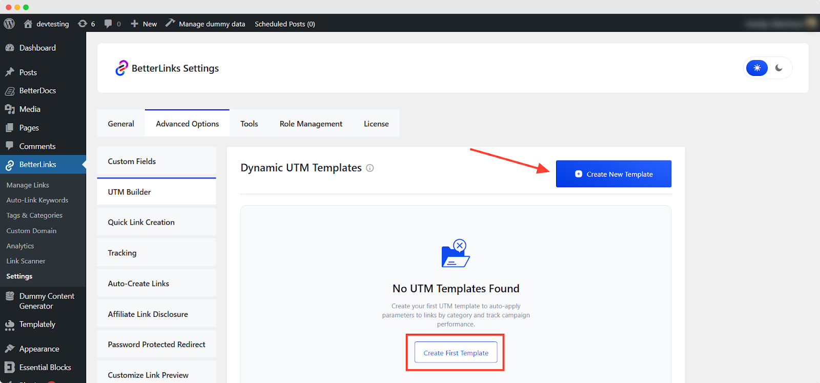 Create UTM Templates