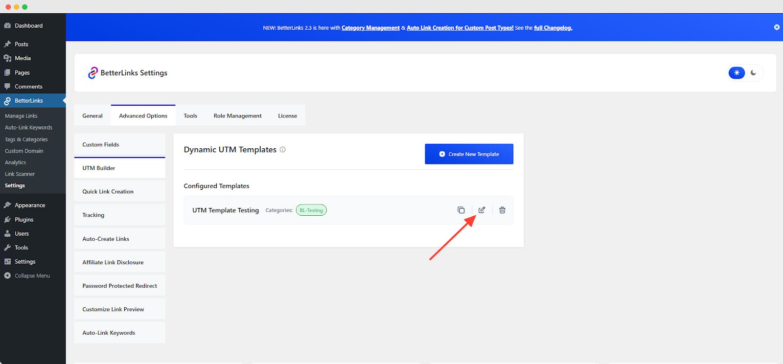  Reset Or Edit the UTM Template