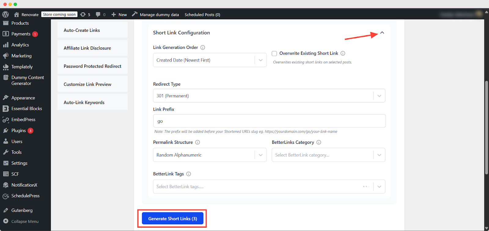 Short Link Configuration
