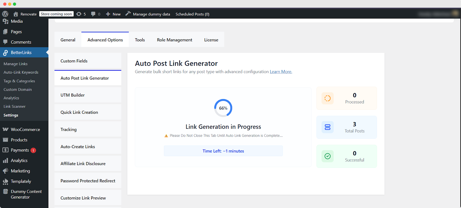 Link Generation in Progress