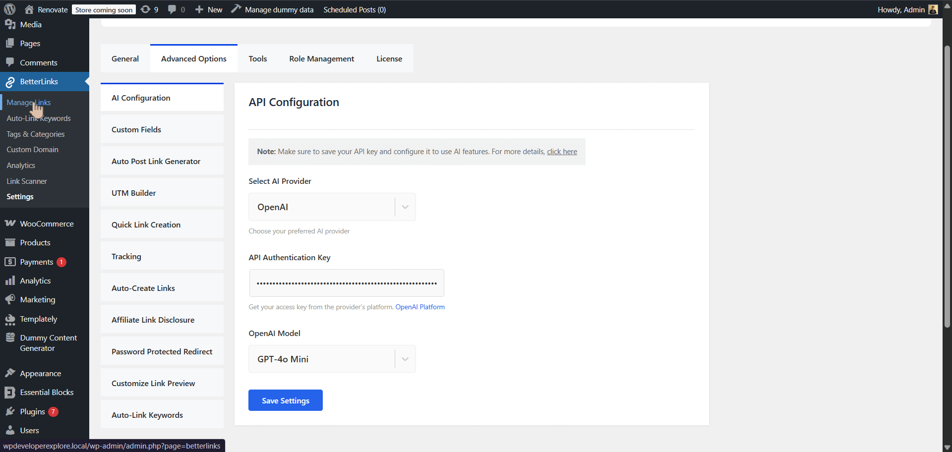 Configure AI Bulk Link Generator & Generate Links