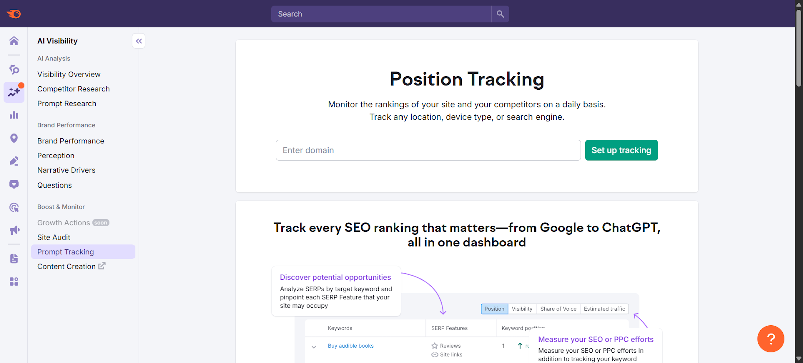 Position Tracking - Semrush