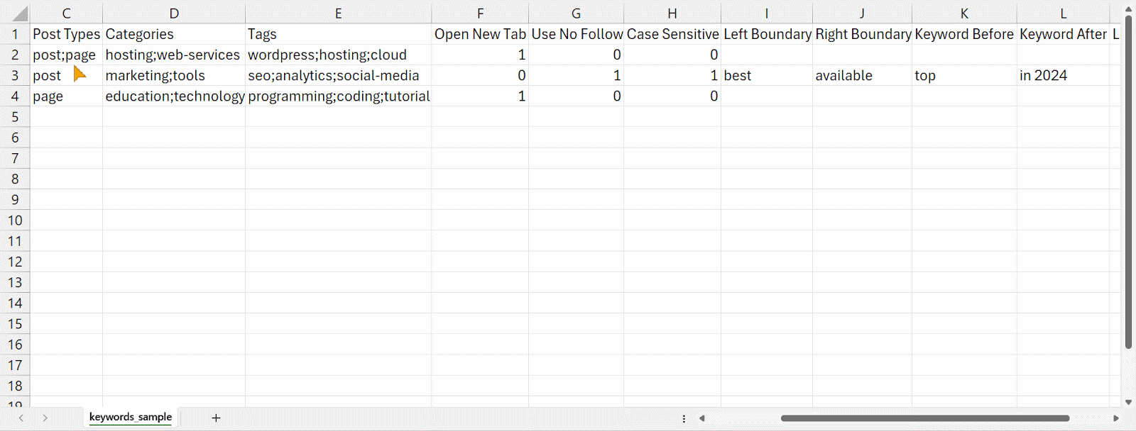 How to Use Auto-Link Keywords Import And Export with BetterLinks? 3 Do not alter the column headers in your CSV file
