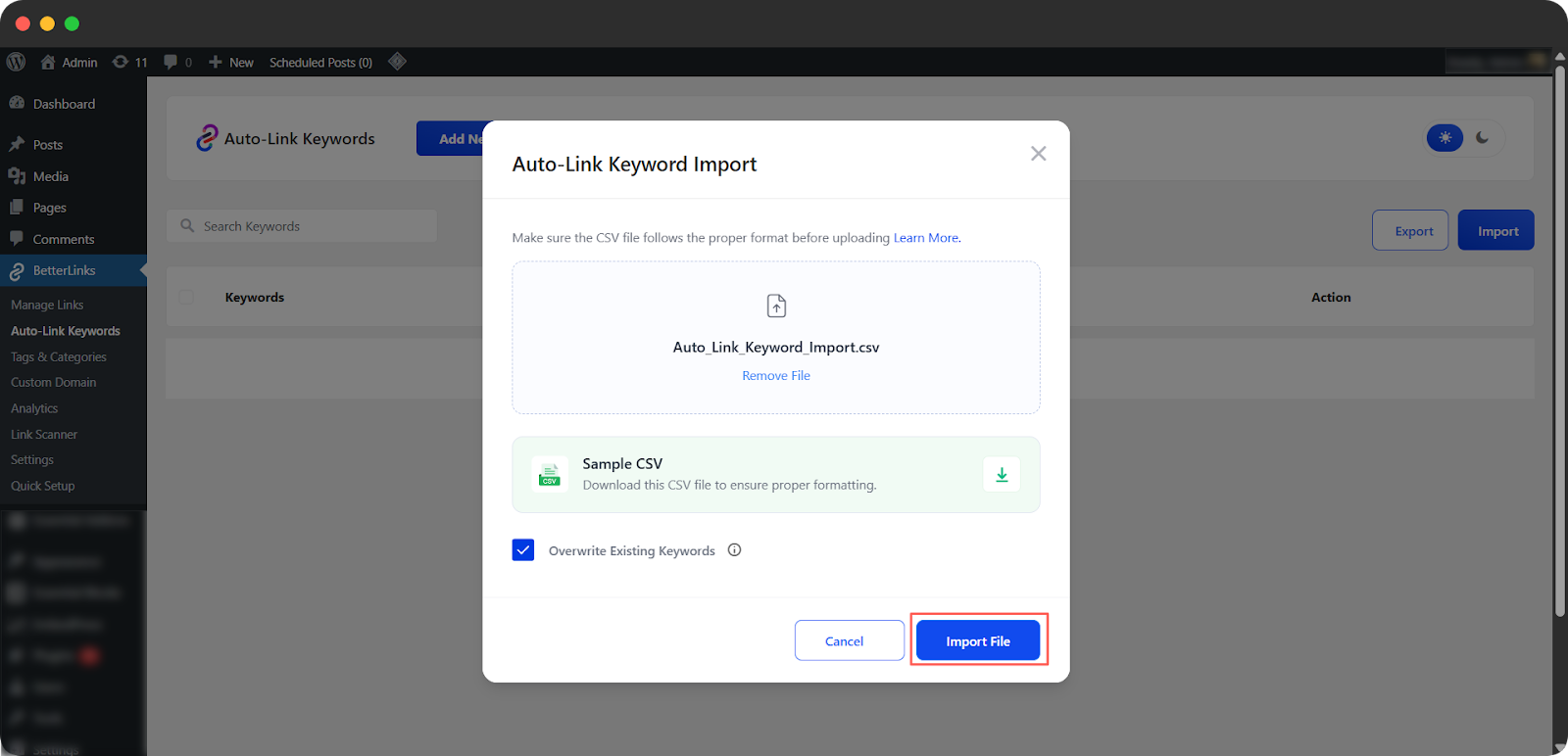 click the ‘Import File’ button to finish the process.

